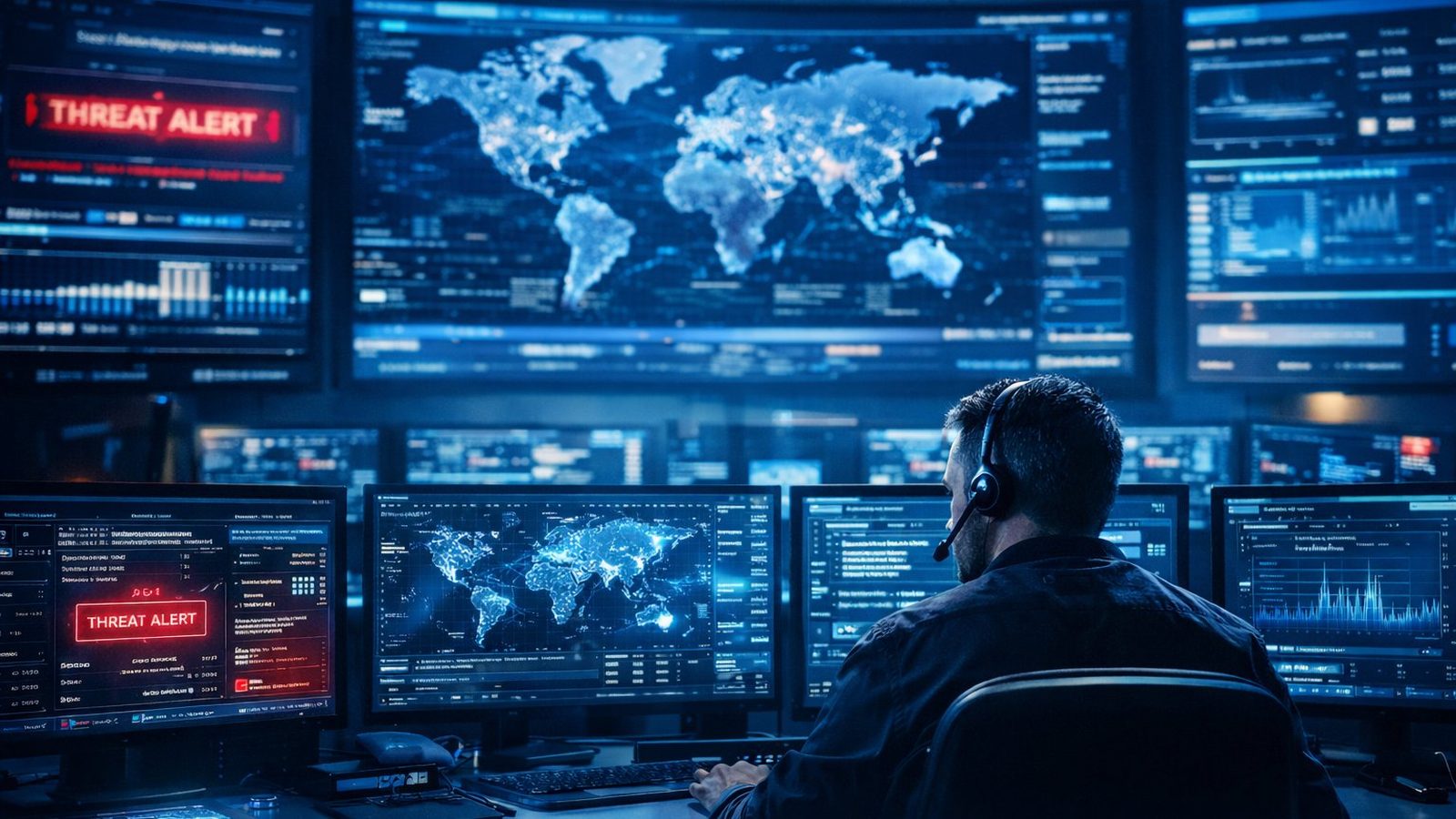 Security Operations Center mit globalem Threat-Monitoring